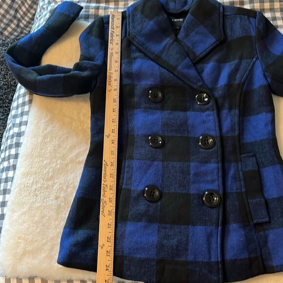 New! Rampage Blue & Black Plaid Peacoat Size Small NWT - Picture 15 of 16